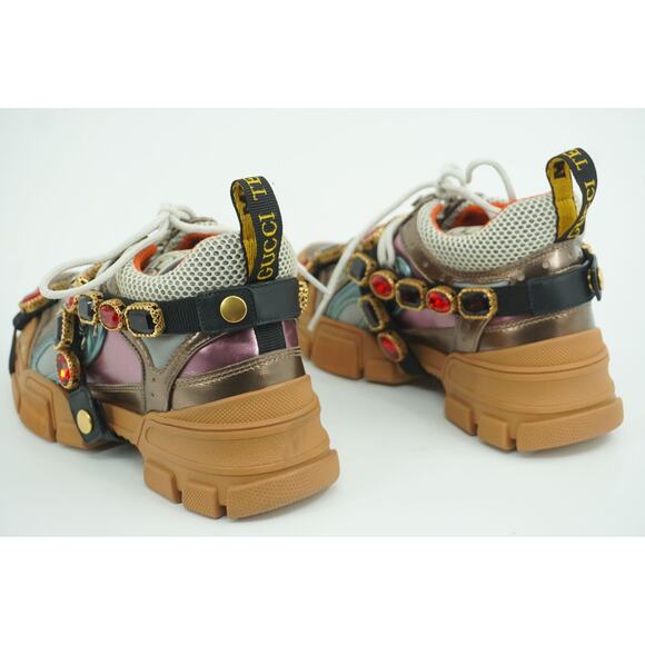 Gucci Flashtrek Jewel Sega Sneakers Size 35 $1725 Jem Metallic Leather Mesh NIB - Picture 7 of 12
